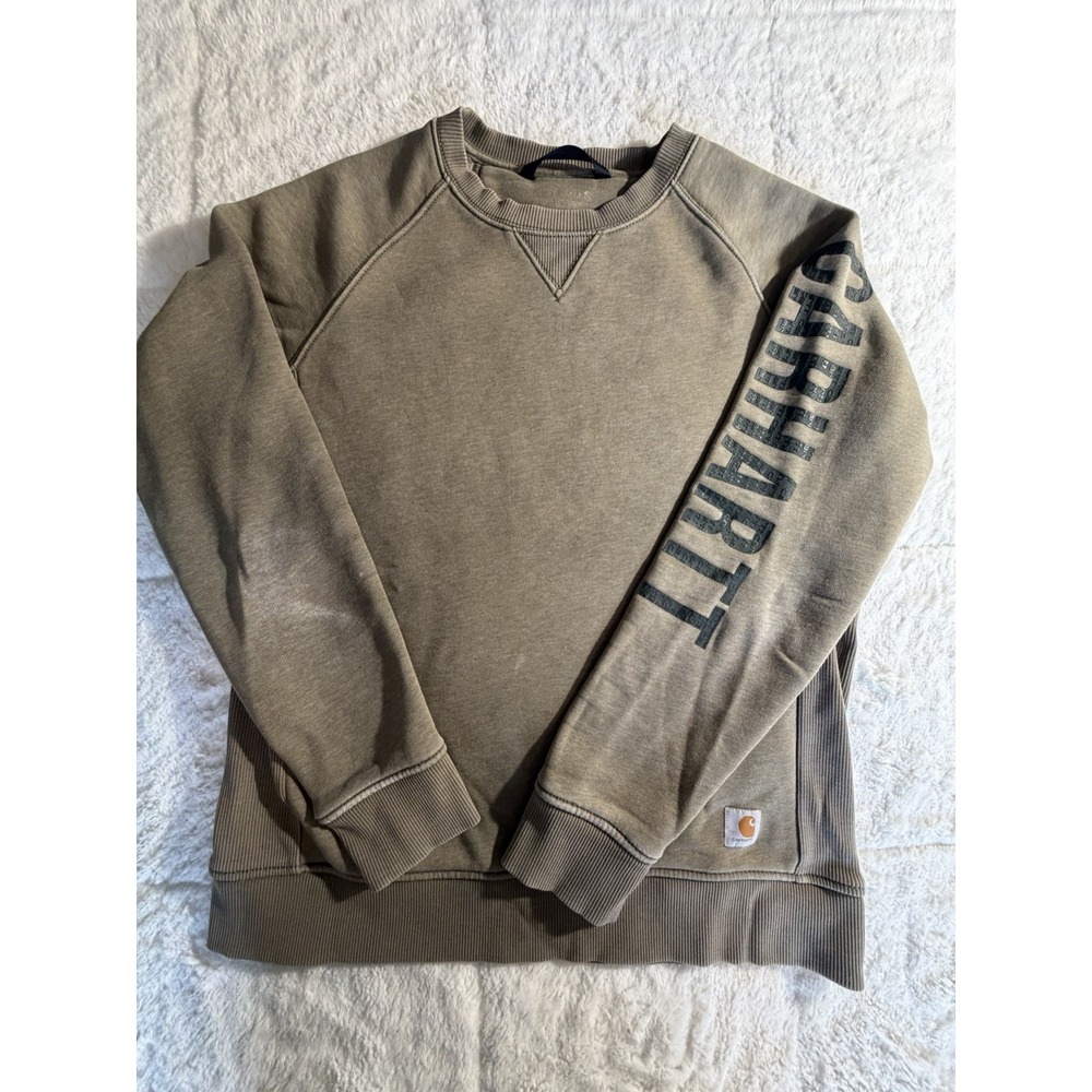 Carhartt Women's Relaxed Fit Graphic Long Sleeve Sweatshirt Size Medium Green